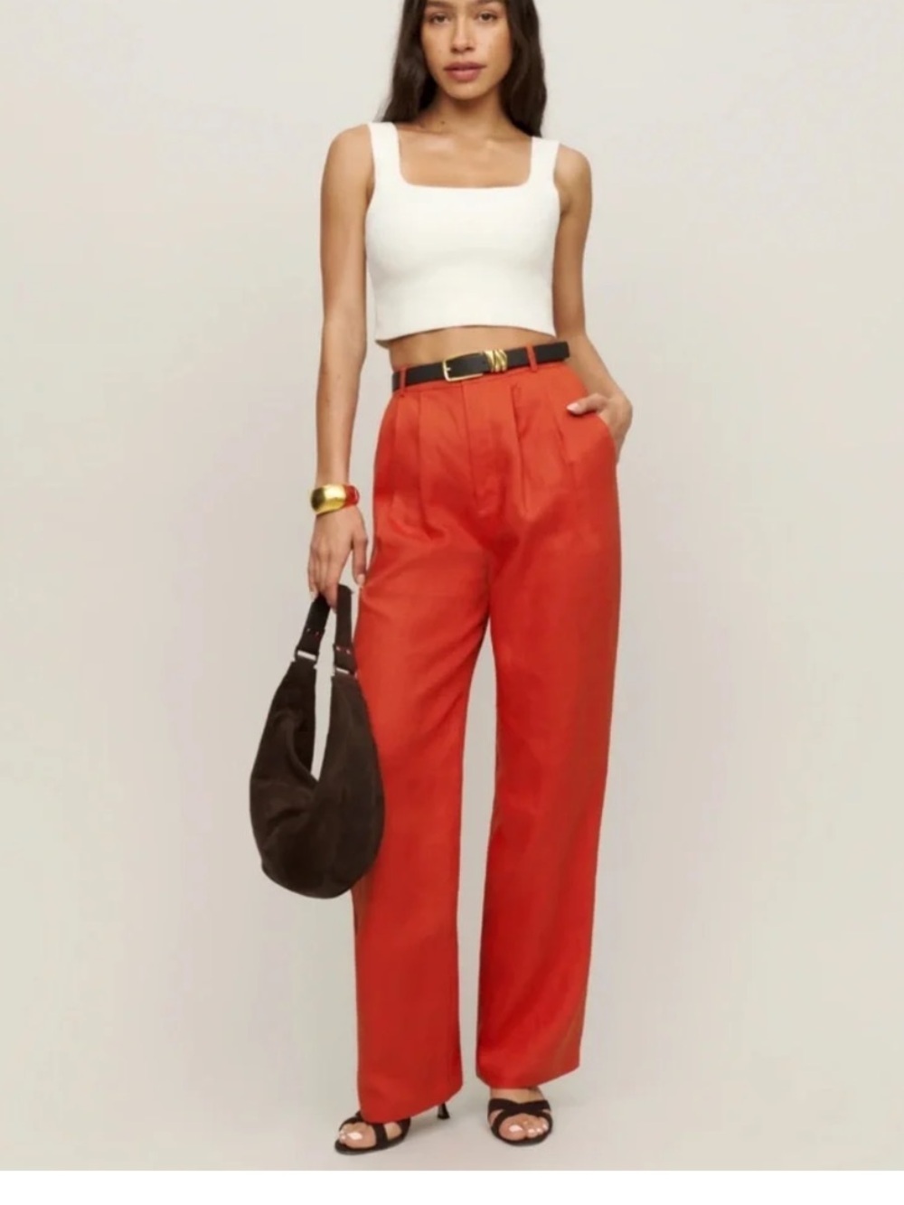 REFORMATION LINEN VESTA PANT IN BLOOD
ORANGE